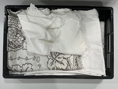 Lot 1 - Four Richelieu work and lace tablecloths (1 tray)
