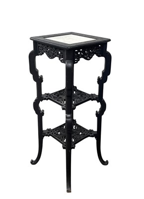 Lot 595 - An oriental style hardwood pot stand or...