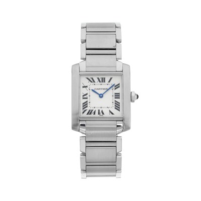 Lot 191 - Cartier, a stainless steel Tank Francaise bracelet watch