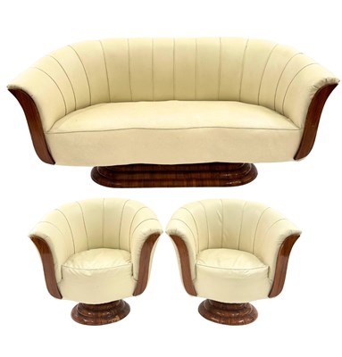 Lot 590 - An Art Deco three piece suite, to include two...