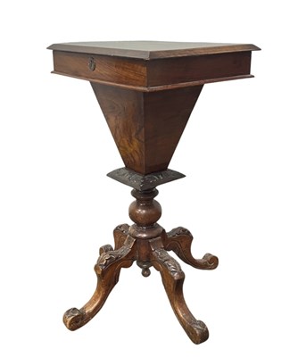 Lot 610 - A late 19th century walnut sewing or work...