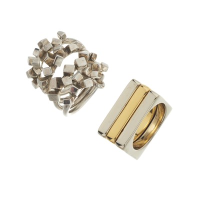 Lot 280 - Chloe, a bi-colour ring, with a non-designer stacking ring.