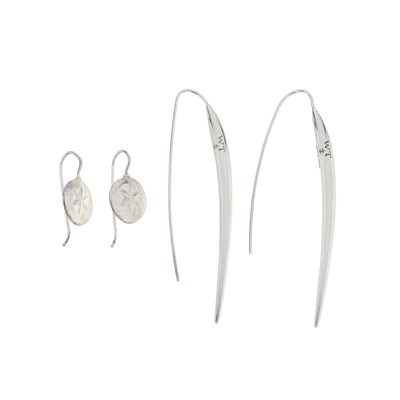 Lot 420 - Wright & Teague, two pairs of silver earrings.