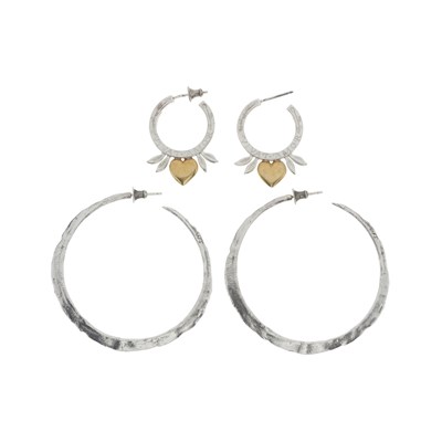 Lot 422 - Wright & Teague, two pairs of silver hoop earrings.