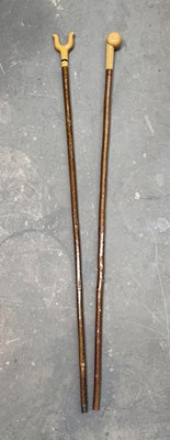 Lot 206 - Two contemporary, carved, country walking...