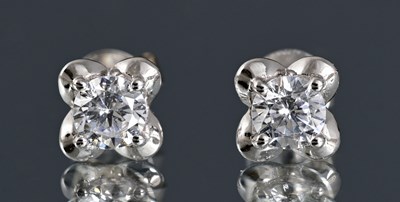 Lot 375 - A pair of 18ct gold cubic zirconia stud earrings