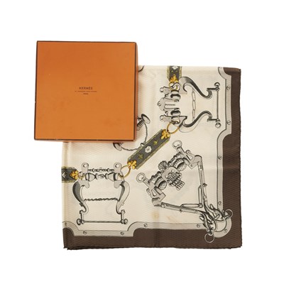 Lot 340 - Hermes, a Mors & Gourmettes silk jacquard scarf.