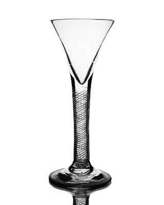 Lot 571 - An airtwist wine glass, circa 1750, the...