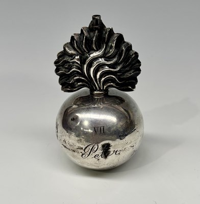 Lot 211 - A twentieth-century silver flaming grenade...