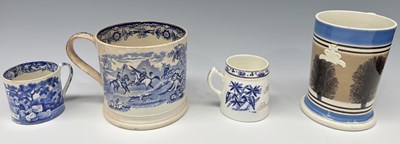 Lot 100 - A 19th century mochaware mug, tree or seaweed...