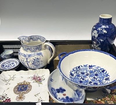 Lot 56 - A Wedgwood blue and white bowl, two handled,...