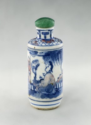 Lot 108 - A Chinese copper red, blue and white porcelain...
