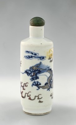 Lot 103 - A Chinese copper red, blue and white porcelain...
