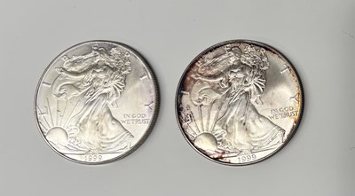 Lot 196 - Two American silver liberty dollars, each...