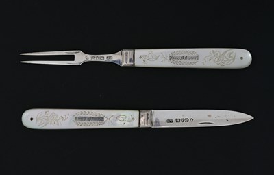 Lot 203 - A Victorian silver and mother-of-pearl folding...