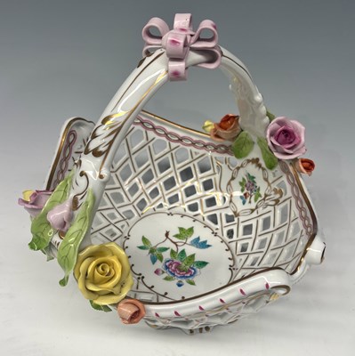Lot 94 - Herend, Hungary, a laticework porcelain basket...