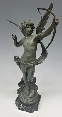 Lot 154 - After Auguste Moreau, a patinated metal figure...