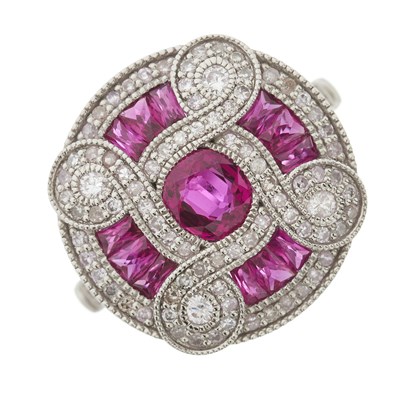 Lot 162 - A ruby and single-cut diamond dress ring