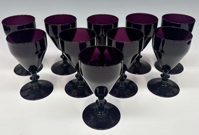 Lot 145 - A set of c.1840 amethyst goblets with annular...