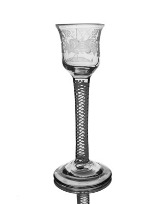 Lot 581 - An opaque twist engraved wine glass, circa...