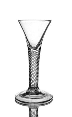 Lot 569 - An airtwist wine glass, circa 1750, the drawn...