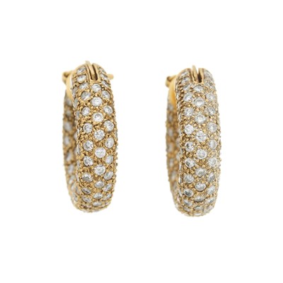 Lot 168 - A pair of brilliant-cut diamond hoop earrings