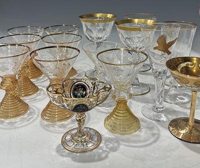 Lot 48 - A collection of gilt heightened glass to...