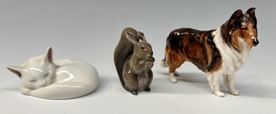 Lot 84 - Three small porcelain animal figurines: a...