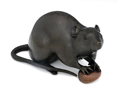 Lot 125 - A Japanese bronze figure of a rat, Meiji,...
