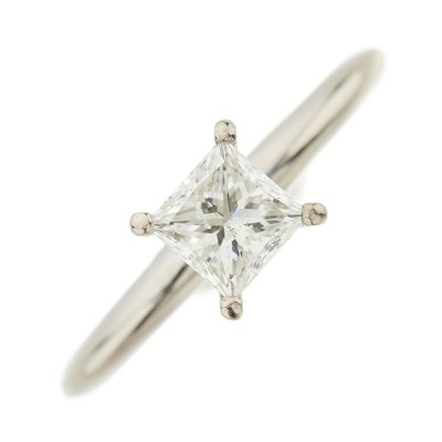 Lot 136 - A princess-cut diamond single-stone ring
