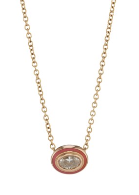 Lot 153 - Melissa Kaye, an oval-cut diamond and enamel pendant necklace