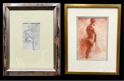 Lot 508 - Two 20th century male nude life study's, one...