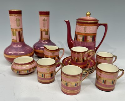 Lot 90 - A Crown Ducal part coffee set, comprising of...