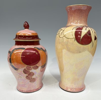 Lot 91 - A Crown Ducal lustre baluster vase, decorated...