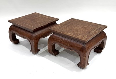 Lot 593 - Two Asian hardwood low tables, Chinese style,...