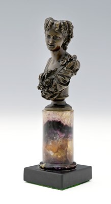 Lot 94 - A Victorian Blue John and bronze sculpture,...