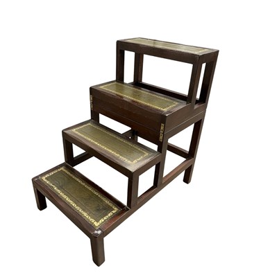 Lot 634 - A set of mahogany metamorphic library steps,...