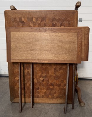 Lot 594 - A french oak geometric parquetry table top,...