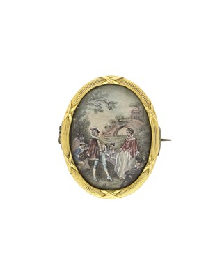 Lot 404 - A mid Victorian gold miniature brooch
