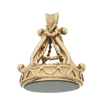 Lot 16 - A mid 20th century 9ct gold bloodstone fob
