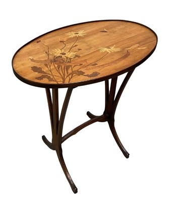 Lot 76 - Emile Galle, an Art Nouveau marquetry inlaid...