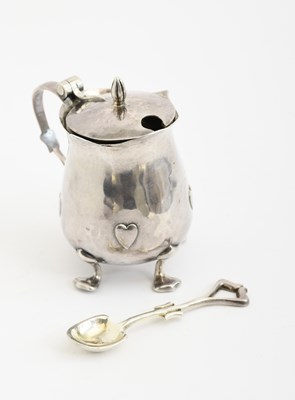 Lot 520 - A Liberty & Co silver mustard pot and spoon,...