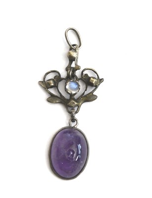 Lot 548 - A silver and amethyst pendant necklace in the...