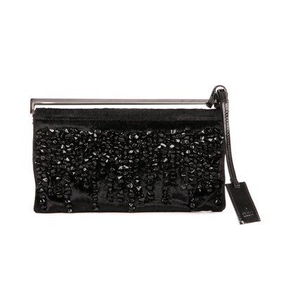 Lot 350 - Gucci, a black velvet embellished clutch,...