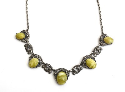 Lot 562 - A silver and Connemara marble necklace in the...