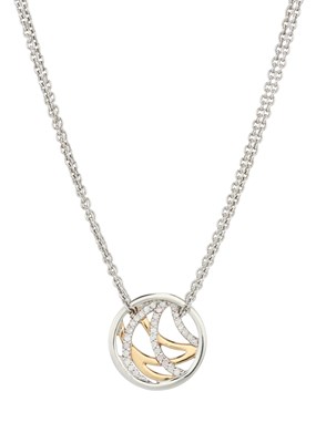 Lot 165 - A brilliant-cut diamond bi-colour openwork pendant necklace