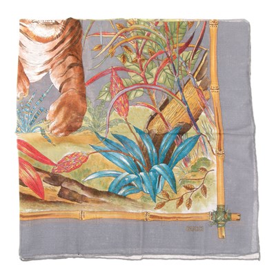 Lot 355 - Gucci, a vintage wool silk blend Tiger scarf,...