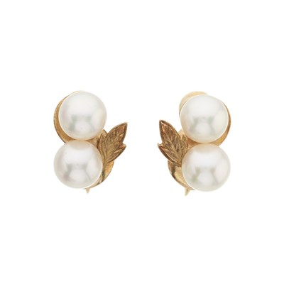Lot 105 - Mikimoto, a pair of cultured pearl earrings