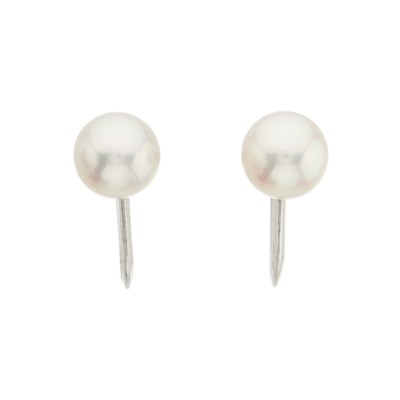 Lot 107 - Mikimoto, a pair of cultured pearl single-stone earrings