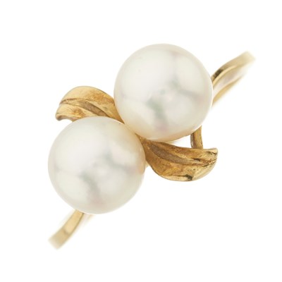 Lot 106 - Mikimoto, a cultured pearl duo ring